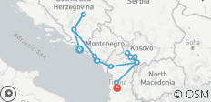  Dubrovnik bis Tirana; Rundreise durch 5 Balkanländer in 8 Tagen - 15 Destinationen 