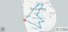  Sri Lanka - Reiseroute (7 Tage) - 9 Destinationen 