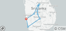  Sri Lanka - Reiseroute (8 Tage) - 9 Destinationen 