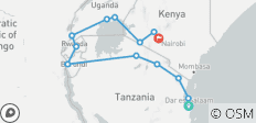  Circuit terrestre en groupe de Zanzibar à Nairobi - 13 destinations 
