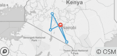  6-daagse safari Masai Mara, Lake Nakuru &amp; Amboseli Nationaal Park - Middenklasse - 5 bestemmingen 