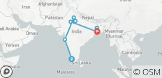  Buntes Indien &amp; der Ganges inkl. Südindien &amp; Varanasi 2023 - 14 Destinationen 