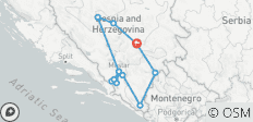  Alle seizoenen Bosnië ontdekkingstocht van 6 dagen vanuit Sarajevo. Bosnië: reisvoorbeeld buiten de gebaande paden. Land van Ottomaanse forten en Orthodoxe kloosters. - 12 bestemmingen 