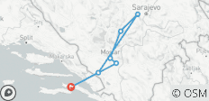  All seasons, the best of Bosnia 3 days discovery tour from Korcula. Mostar, Blagaj, Sarajevo, Kravice waterfalls, Radimlja, Konjic, Stolac, Visoko Pyramid. UNESCO sites. Nature. Architecture. History. Cuisine - 7 destinations 