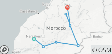  Sahara Wüste Rundreise: Marrakech - Fes (3 Tage) - 7 Destinationen 