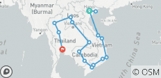  Travel Pass von Hanoi nach Bangkok (über Kambodscha &amp; Laos) - 17 Destinationen 
