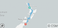  Northern Choice (von Auckland nach Christchurch, 22-23, Start Auckland, Ende Christchurch, 12 Tage) - 12 Destinationen 