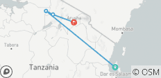  Flug in die zentrale Serengeti &amp; Ngorongoro Camping Safari von Sansibar/Dar Es Salaam - 4 Destinationen 