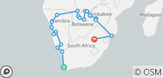  24 days Cape Town to Johannesburg via Victoria Falls Accommodated - 20 destinations 