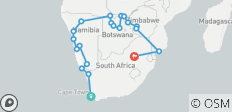  24 DAY - SOUTHERN AFRICA OVERLAND TOUR / ACCOMMODATED (Namibia, Botswana, Zimbabwe &amp; South Africa) - 20 destinations 