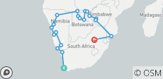  24 dagen Kaapstad naar Johannesburg via Victoria Falls Camping - 20 bestemmingen 