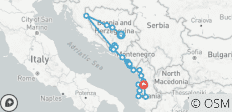  All seasons 17 days outdoor tour exploring Bosnia +Montenegro +Albania from Sarajevo. The Balkans outdoor tour: scenic roads, parks with waterfalls, hilly fortresses. - 24 destinations 