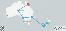  Australië en Nieuw-Zeeland Uncovered (Wellington naar Cairns) (Standaard) (18 destinations) - 18 bestemmingen 