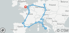  Europese zoektocht (zomer, start Parijs, klassiek, 25 dagen) - 31 bestemmingen 