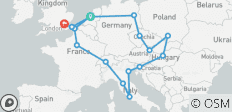  European Trail (été, départ d\'Amsterdam, classique, 23 jours) (from Amsterdam to Londres) - 18 destinations 