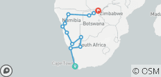  Südliches Afrika Kap bis Wasserfälle - 20 Tage - 12 Destinationen 
