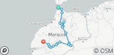  Circuit privé de 14 jours depuis Tanger : Villes Impériales &amp; Merzouga Erg Chebbi Glamping Desert Tour - 20 destinations 