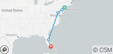  New York to Miami (10 Days, Intra Tour Air Washington DC To Orlando) - 5 destinations 