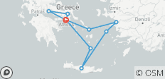  Points forts de la Grèce avec croisière (début Athènes, fin Athènes, avec 3 jours de croisière, 8 jours) - 10 destinations 