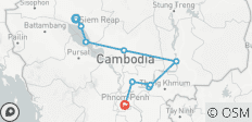  Privé Cambodja 8 Daagse Tour Van Angkor Wonderen naar Mekong Dolfijnen &amp; Phnom Penh - 10 bestemmingen 