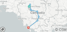  Cambodia 9 Days Tour From Siem Reap to Phnom Penh &amp; Sihanoukville Beaches - 8 destinations 