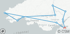  Circuito de 3 días en grupo pequeño a las Montañas y costas del sur de Gales desde Bristol - 11 destinos 