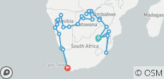  Kruger, Falls, Delta &amp; Cape (Accommodated) - 25 days - 28 destinations 