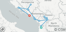  Tirana nach Dubrovnik / Split; Semi - Private Tour mit engagiertem Reiseleiter &amp; Auto - 17 Destinationen 