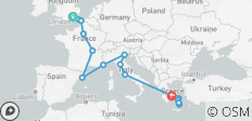  London to Athens with Greek Island Hopping (Standard, Start Paris) - 16 destinations 