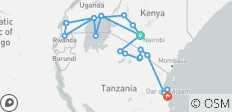  Gorilla Trek, Kenya et; Tanzanie - avec hébergement - 28 jours - 20 destinations 