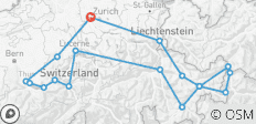  Automne/printemps : Tour des Alpes suisses par les cols de montagne : Guidage par sat-nav préétabli - 18 destinations 