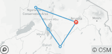  Tansania Camping Safari - 3 Tage - 5 Destinationen 
