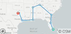  USA: Miami to Dallas Road Trip (12 Days) - 9 destinations 
