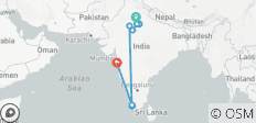  Essentie van India (Kleine groepen, einde Mumbai, met Zuid –India uitbreiding, 16 dagen, van deur tot deur) - 10 bestemmingen 