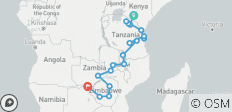  Kenya to Vic Falls (18 destinations) - 18 destinations 