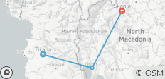  Traslado privado Tirana a Skopje con parada de 1h en Ohrid - 3 destinos 