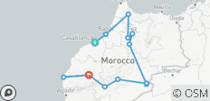  Excursión Privada de 10 Días desde Casablanca vía Chefchaouen, Fez, Desierto y Pueblo Bereber, Costa - 13 destinos 