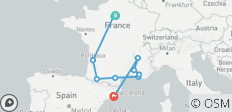  Reis naar Parijs, Lourdes, de Côte d Azur, de Provence &amp; Barcelona (10 bestemmingen) - 10 bestemmingen 