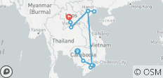  Prachtige Indochina Route in 15 dagen (Cambodja, Vietnam, Laos) - 14 bestemmingen 