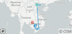  Ontdekkingstocht Vietnam&amp;Cambodja Hanoi → Siem Reap - 17 bestemmingen 