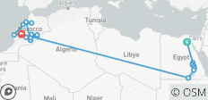  20 dagen Caïro, Casablanca, Rabat&amp;meer. - 22 bestemmingen 