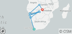  Zwervers - Zuidelijk Afrika Ontdekkingsreis Kaapstad - Victoria Watervallen - 16 bestemmingen 