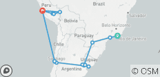  【South America】 21 days 5-country tour to Brazil, Argentina, Uruguay, Chile, Peru Package - 18 destinations 