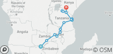  Overland Safari Zimbabwe-Kenia &amp; Deelname Camping - 16 bestemmingen 