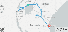  Ouganda vers la Tanzanie Overland Safari - 16 destinations 