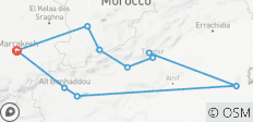  Circuit de 6 jours au Sahara et dans les montagnes de l\'Atlas depuis Marrakech Retour à Marrakech - 10 destinations 