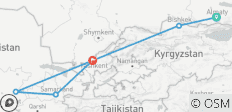  Tour along 3-stans of Central Asia 12 Days: Kazakhstan, Kyrgyzstan, and Uzbekistan - 6 destinations 