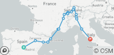  Von Madrid nach Rom (23 Destinationen) - 23 Destinationen 