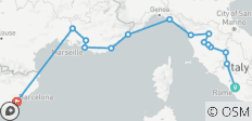  Reis naar Rome, Toscane, de Côte d Azur, de Provence &amp; Barcelona (inclusief Castiglione del Lago) - 15 bestemmingen 