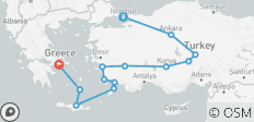  Grote reis door Turkije &amp; naar Rhodos &amp; Kreta – eindpunt Athene - 13 bestemmingen 